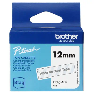 Brother BTAG-135 ruban d'étiquette Blanc sur transparent - Ruban - visuel 2
