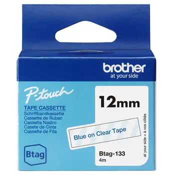 Brother BTAG-133 ruban d'étiquette Bleu sur transparent livraison rapide