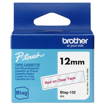 Meilleur prix Brother BTAG-132 ruban d'étiquette Rouge sur transparent