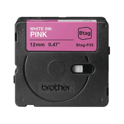 BTAG-P35 – Ruban adhésif Brotherblanc sur rose, 12 mm de large, non laminé - visuel 1