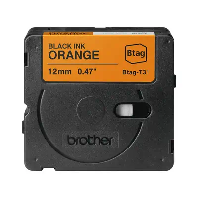 BTAG-T31 – Ruban adhésif Brother noir sur orange, 12 mm de large, non laminé - visuel 1