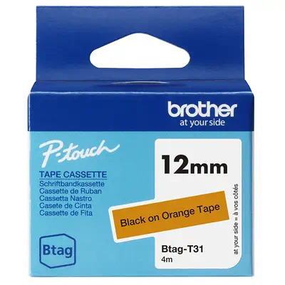 BTAG-T31 – Ruban adhésif Brother noir sur orange, 12 mm de large, non laminé - visuel 2