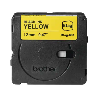 Btag-631 - Ruban adhésif Brother noir sur jaune, 12 mm de large, non laminé - visuel 2
