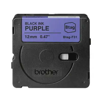 BTAG-F31 – Ruban adhésif Brother noir sur violet, 12 mm de large, non laminé - visuel 1