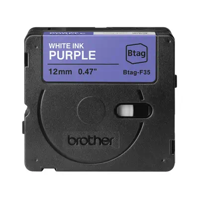 BTAG-F35 - Ruban adhésif Brother blanc sur violet, 12 mm de large, non laminé - visuel 1