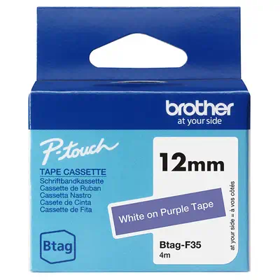 BTAG-F35 - Ruban adhésif Brother blanc sur violet, 12 mm de large, non laminé - visuel 2