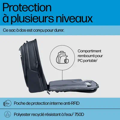 Sac à dos pour ordinateur portable HP Travel Plus 30L 17 pouces - Sacoche & Housse - visuel 6