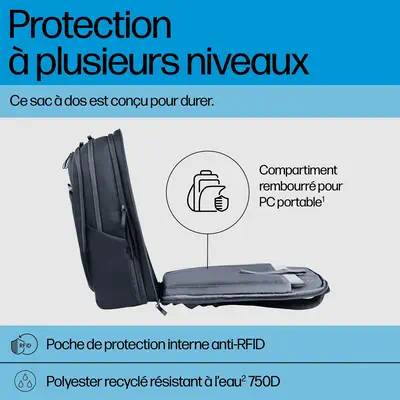 Sac à dos pour ordinateur portable HP Travel HP - visuel 1 - hello RSE - Protection et sérénité assurées
