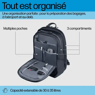 Sac à dos pour ordinateur portable HP Travel Plus 30L 17 pouces - Sacoche & Housse - visuel 9