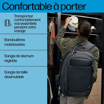 Sac à dos pour ordinateur portable HP Travel Plus 30L 17 pouces - Sacoche & Housse - visuel 9