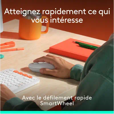 Logitech 920-013110 clavier Souris incluse Universel Bluetooth AZERTY Français Orange, Blanc - Clavier - visuel 10