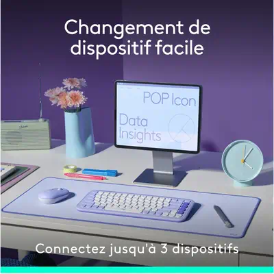 Logitech 920-013110 clavier Souris incluse Universel Bluetooth AZERTY Français Blanc - Pack Clavier, souris - visuel 9