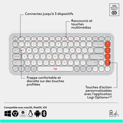 Logitech 920-013110 clavier Souris incluse Universel Bluetooth AZERTY Logitech - visuel 1 - hello RSE - Optez pour la durée