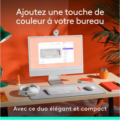 Logitech 920-013110 clavier Souris incluse Universel Bluetooth AZERTY Français Orange, Blanc - Clavier - visuel 7
