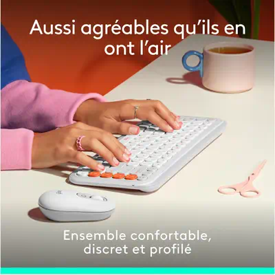 Logitech 920-013110 clavier Souris incluse Universel Bluetooth AZERTY Français Orange, Blanc - Clavier - visuel 8