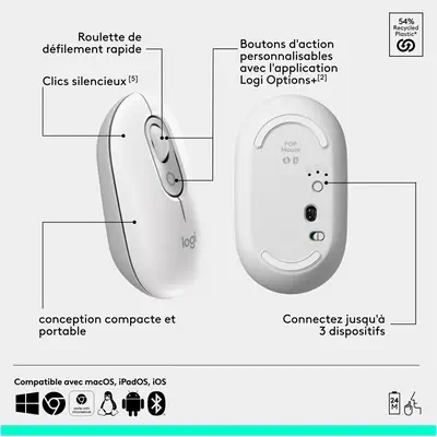 Logitech 920-013110 clavier Souris incluse Universel Bluetooth AZERTY Logitech - visuel 1 - hello RSE - Voir le reste de la collection