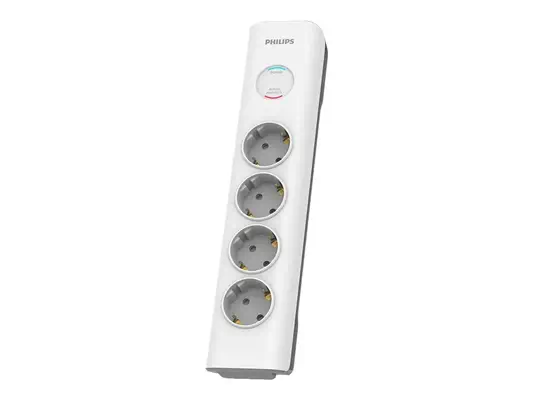 PHILIPS Rallonge multiprise parasurtenseur 4 prises 2m Blanc - MCL-SAMAR - Câbles d'alimentation - visuel 1