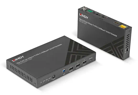 Extender KVM Cat.6A HDMI 4K60 & Type C HDBaseT 3.0, 70m - Lindy - Connectique - visuel 1