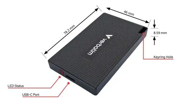 Verbatim 32030 lecteur à circuits intégrés externe 512 Go USB Type-C USB 3.2 Gen 2x2 Gris - Disque dur Externe - visuel 2