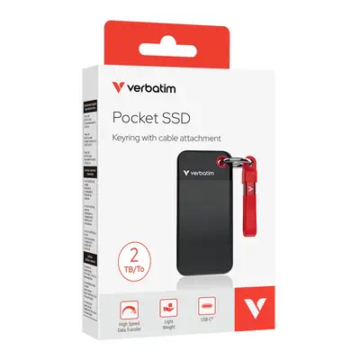 Verbatim Pocket SSD 2 To USB Type-C 3.2 Gen 2 (3.1 Gen 2) Noir, Rouge - Disque dur Externe - visuel 2