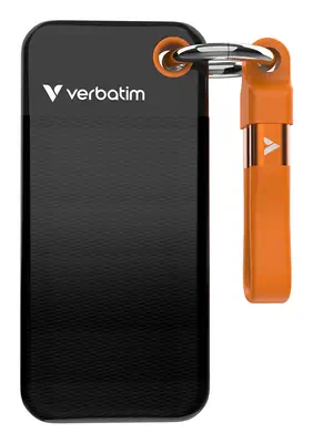 Verbatim Pocket SSD 2 To USB Type-C 3.2 Gen 2 (3.1 Gen 2) Noir, Orange - Disque dur Externe - visuel 3