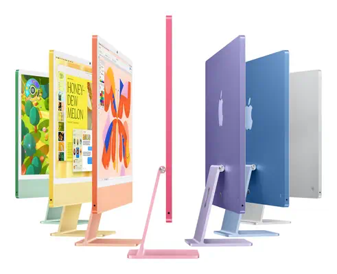 Apple iMac  - Ordinateur tout en un Apple - visuel 1 - hello RSE - Caméra. Micros. Haut‑parleurs.  Lumière sur vous.