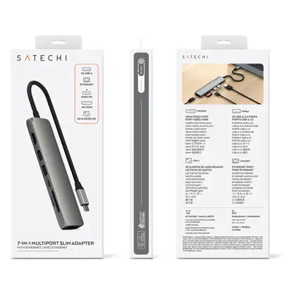Satechi ST-P7SM hub & concentrateur USB Type-C 10000 Mbit/s Gris - Station d'accueil pour portable - visuel 7