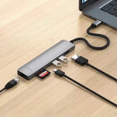 Satechi ST-P7SM hub & concentrateur USB Type-C 10000 Mbit/s Gris - Station d'accueil pour portable - visuel 8