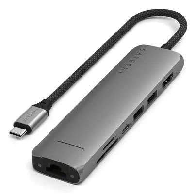 Satechi ST-P7SM hub & concentrateur USB Type-C 10000 Mbit/s Gris - Station d'accueil pour portable - visuel 1