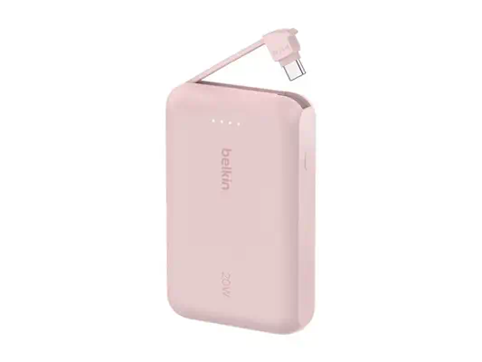 BELKIN 10k PD20w Integrated USB-C Cable Power Bank Pink - Belkin - Câbles d'alimentation - visuel 1