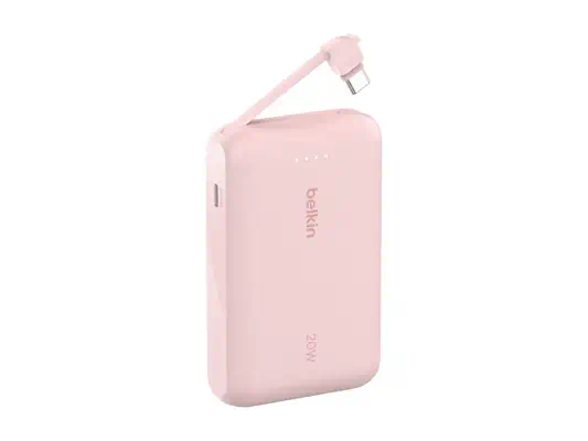BELKIN 10k PD20w Integrated USB-C Cable Power Bank Pink - Belkin - Câbles d'alimentation - visuel 2