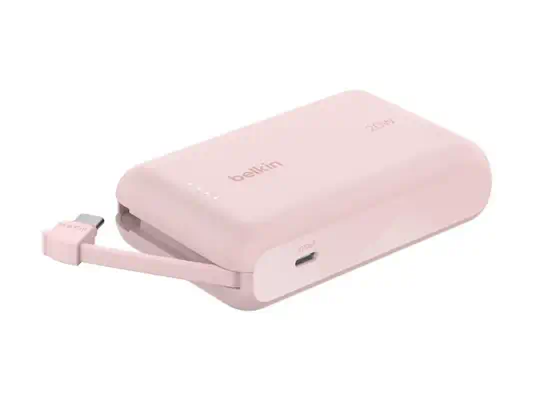 BELKIN 10k PD20w Integrated USB-C Cable Power Bank Pink - Belkin - Câbles d'alimentation - visuel 4