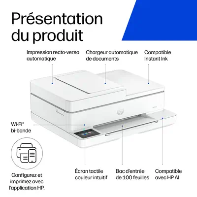 Envy 6530e Sans fil All-in-One Couleur Imprimante, Instant Ink; Impression photo - HP - Multifonctions Jet d'encre - visuel 4