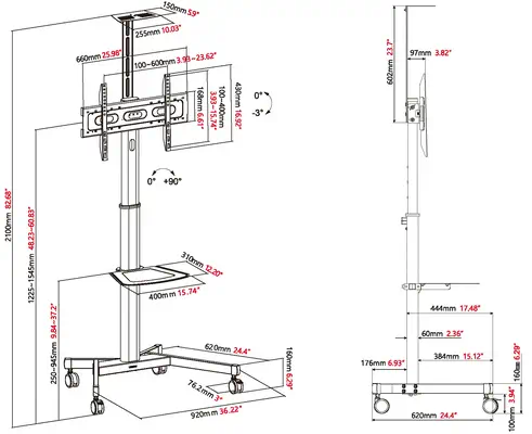 Vision VFM-F19 support pour téléviseur 2,03 m (80") Noir - Accessoire Vidéoprojecteur - visuel 5