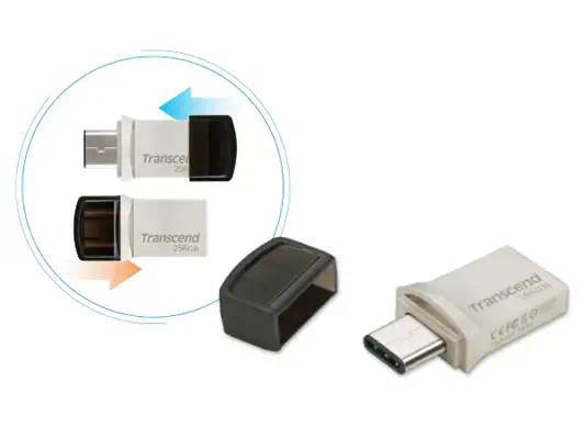 Transcend JetFlash 890 lecteur USB flash 256 Go USB Type-A / USB Type-C 3.2 Gen 1 (3.1 Gen 1) Argent - Adaptateur stockage - visuel 7