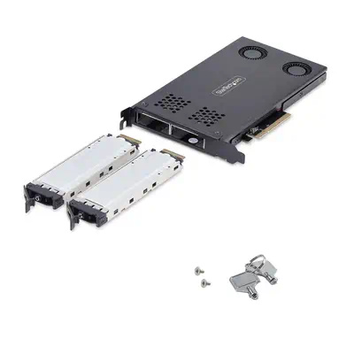 Double Baie M.2 NVMe SSD vers PCIe x8 avec Plateau Amovible, Bifurcation PCIe requise, Installation  - StarTech - Disque dur SSD - visuel 9