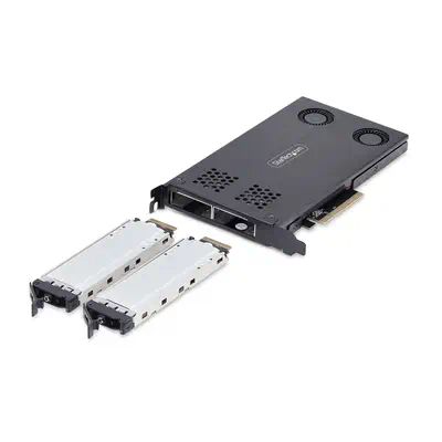 Double Baie M.2 NVMe SSD vers PCIe x8 avec Plateau Amovible, Bifurcation PCIe requise, Installation  - StarTech - Disque dur SSD - visuel 2