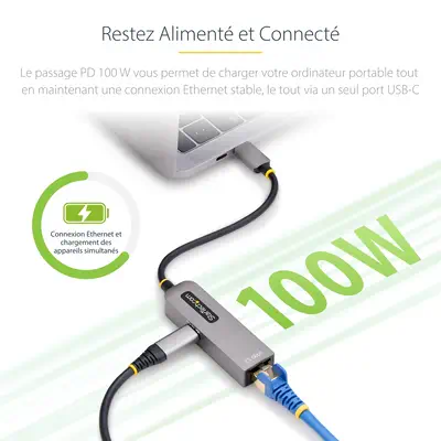 Adaptateur USB-C vers Ethernet, NIC, 100W PD Pass-Through, Adaptateur Réseau USB 3.0 Type-C 1Gbps Mu - StarTech - Station d'accueil pour portable - visuel 10