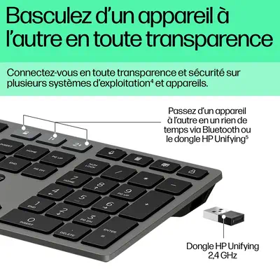 Clavier sans fil rechargeable multi-appareil HP 725 - visuel 5
