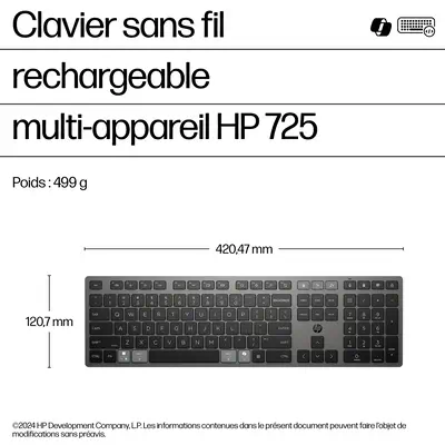 Clavier sans fil rechargeable multi-appareil HP 725 - visuel 4