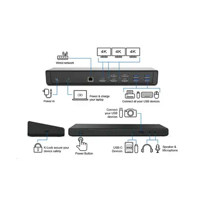 Origin Storage 452-BCYH-OS station d'accueil USB 3.2 Gen 1 (3.1 Gen 1) Type-A + Type-C Noir - Accessoire - visuel 2