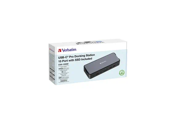 Verbatim CDS-15SSD Avec fil USB 3.2 Gen 1 (3.1 Gen 1) Type-C Noir, Gris - Station d'accueil pour portable - visuel 4