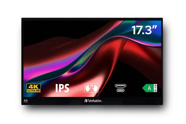 Verbatim 32239 écran plat de PC 43,9 cm (17.3") 3840 x 2160 pixels 4K Ultra HD LCD Écran tactile Noi - Ecran Ordinateur - visuel 3