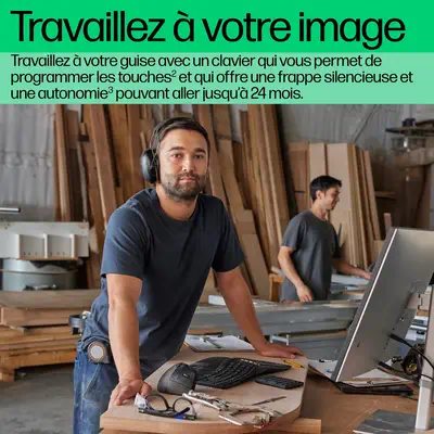 Clavier sans fil ergonomique HP 960 HP - visuel 1 - hello RSE - Logement pour le dongle dans le clavier