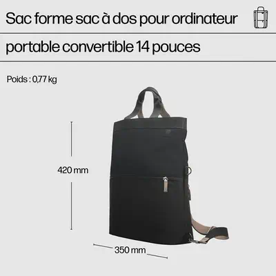 Sac forme sac à dos pour ordinateur portable convertible HP 14 pouces - Sacoche & Housse - visuel 6