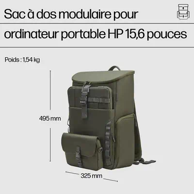 Sac à dos modulaire pour PC portable HP HP - visuel 1 - hello RSE - Pochette détachable sécurisée
