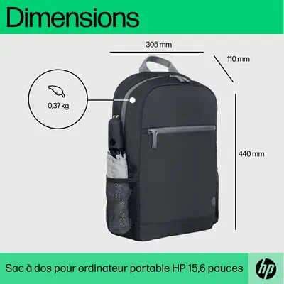 Sac à dos pour PC portable HP 15,6 pouces - Sacoche & Housse - visuel 1