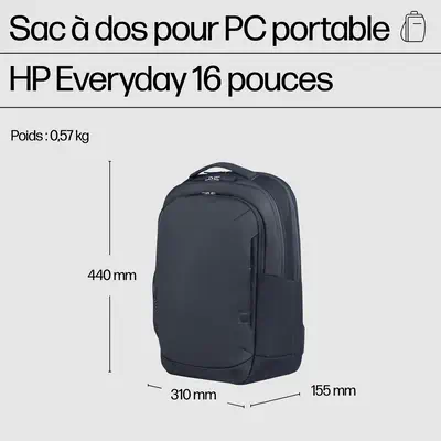 Sac à dos pour PC portable HP Everyday 16 pouces - Sacoche & Housse - visuel 8