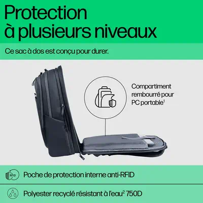 Sac à dos pour ordinateur portable HP Travel Plus 30L 17 pouces - Sacoche & Housse - visuel 5