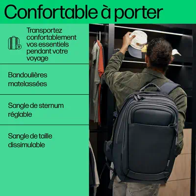 Sac à dos pour ordinateur portable HP Travel Plus 30L 17 pouces - Sacoche & Housse - visuel 8